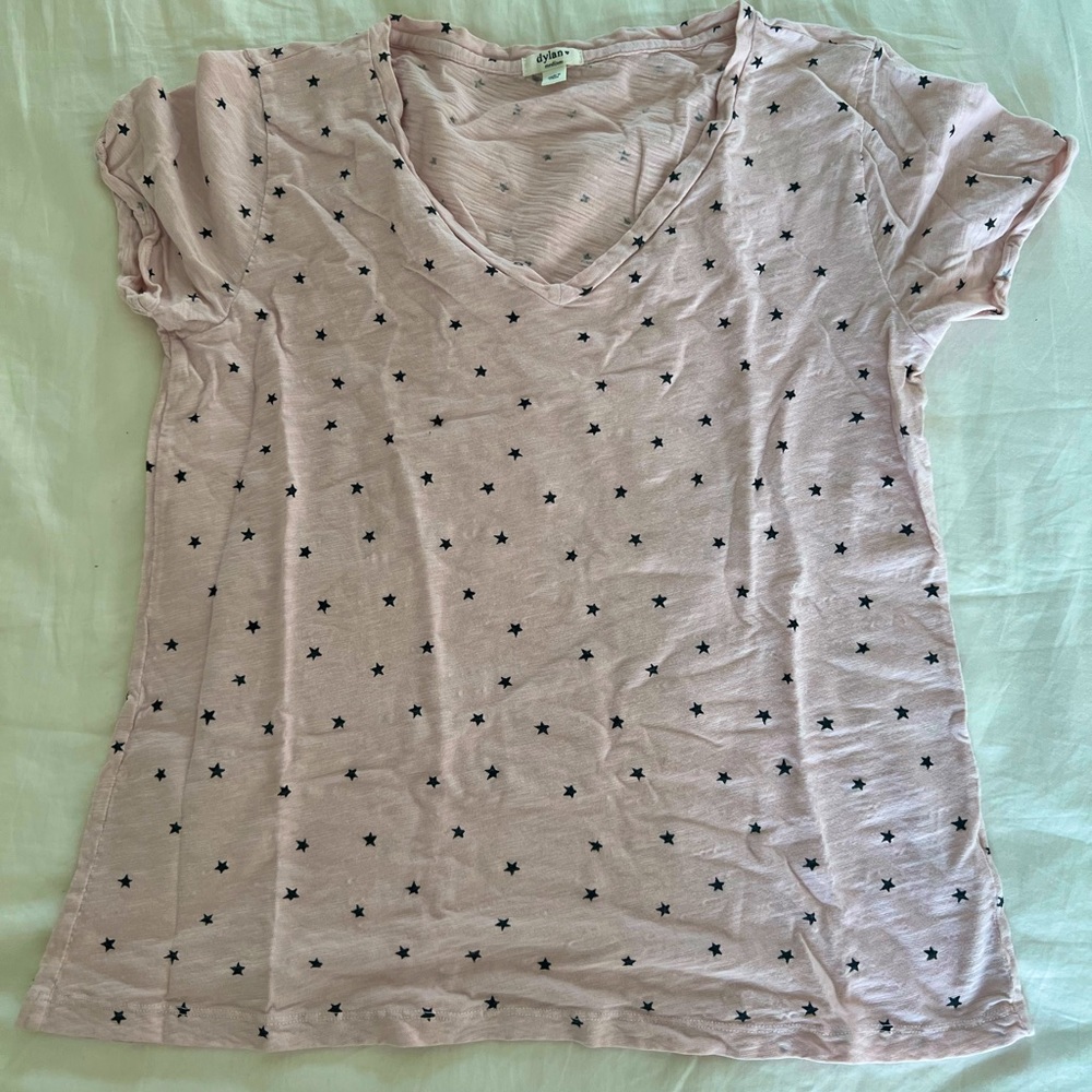 DYLAN PINK STAR V-NECK TOP